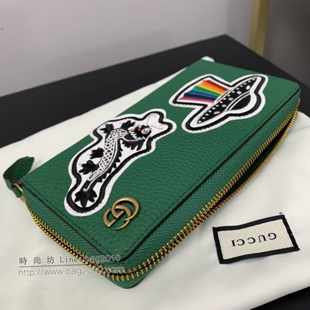 Gucci顶级男女包包 古驰飞碟刺绣贴花拉链款钱包 Gucci长夹钱包 474584  gdj1687